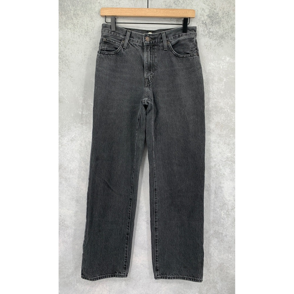 Levis Wide Leg Jeans Womens 26 Black 94 Baggy Fade Cotton Denim Pants